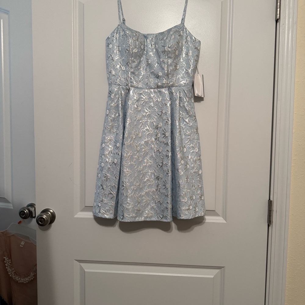 Elegant Blue Floral junior Dress